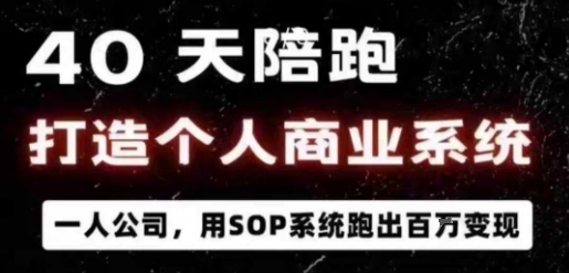 40天陪跑打造个人商业系统,一人公司,用SOP系统跑出百W变现-网创资源地