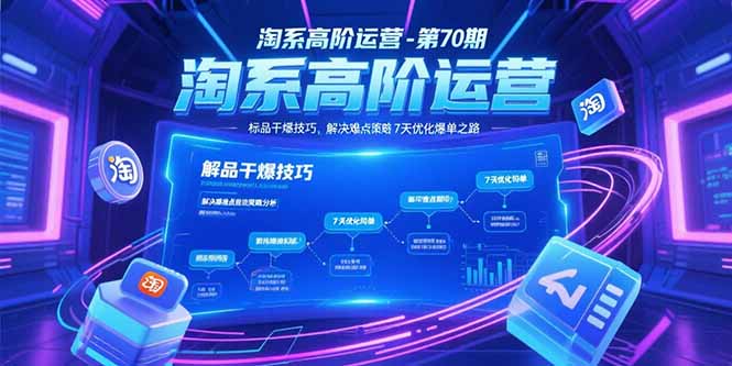 淘系高阶运营-第70期,标品干爆技巧,解决难点策略,大佬操盘方法-网创资源地