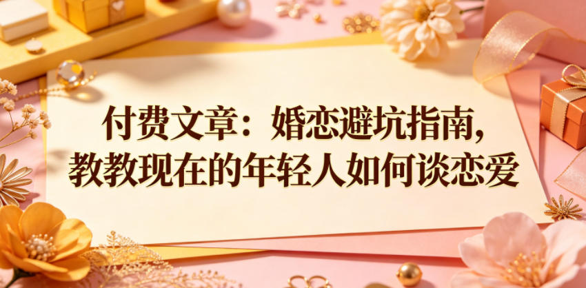 付费文章:婚恋避坑指南,教教现在的年轻人如何谈恋爱-网创资源地