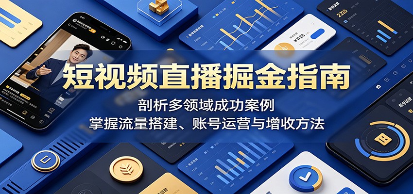 短视频直播掘金指南:剖析多领域成功案例,掌握流量搭建、账号运营与增收方法-网创资源地