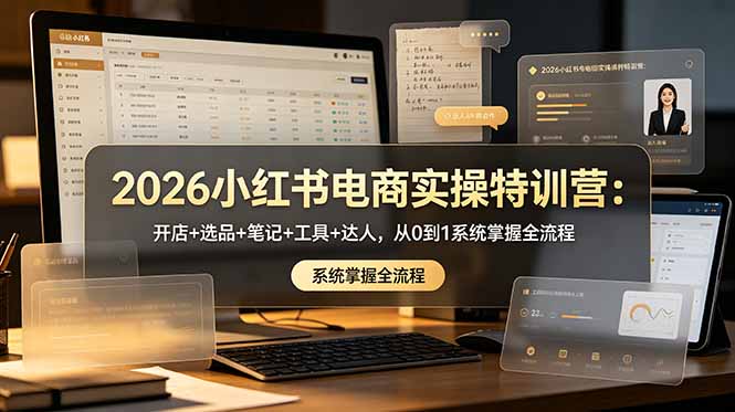 2026小红书电商实操特训营:开店+选品+笔记+工具+达人,从0到1系统掌握全流程-网创资源地