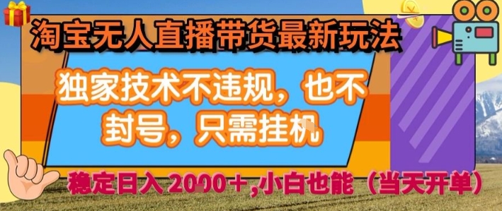 淘宝无人直播带货最新玩法，独家技术不违规，也不封号，全自动运行，只需挂着， 稳定日入2k【揭秘】-网创资源地