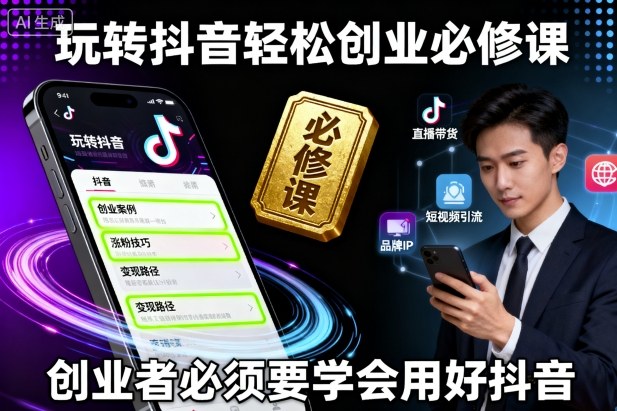 玩转抖音轻松创业必修课,创业者必须要学会用好抖音-网创资源地