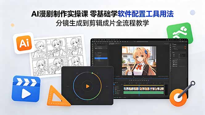 AI漫剧制作实操课 零基础学软件配置工具用法 分镜生成到剪辑成片全流程教学-网创资源地