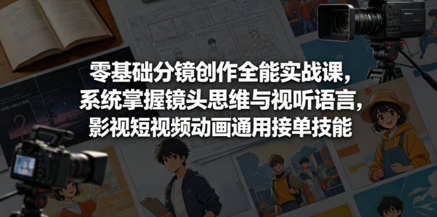 零基础分镜创作全能实战课,系统掌握镜头思维与视听语言,影视短视频动画通用接单技能-网创资源地