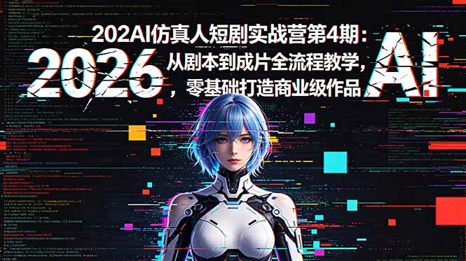 2026AI仿真人短剧实战营第4期:从剧本到成片全流程教学,零基础打造商业级作品-网创资源地
