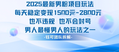 2025最新男粉项目玩法每天变现1k+也不违规也不会封号男人最懂男人的玩法-网创资源地