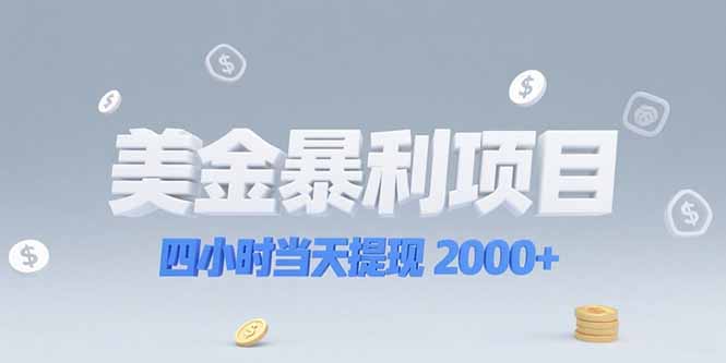 美金暴利项目,四小时当天提现 2000+机会留给会选赛道的人-网创资源地
