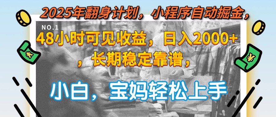 2025年翻身计划,小程序自动掘金48小时可见收益,日入2000+,长期稳定…-网创资源地