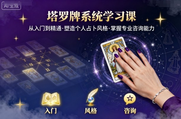 塔罗牌系统学习课，助你从入门到精通，塑造个人占卜风格，掌握专业咨询能力-网创资源地