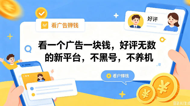 看一个广告一块钱,好评无数的新平台,不黑号,不养机,一撸几十块钱还是不错的【揭秘】-网创资源地