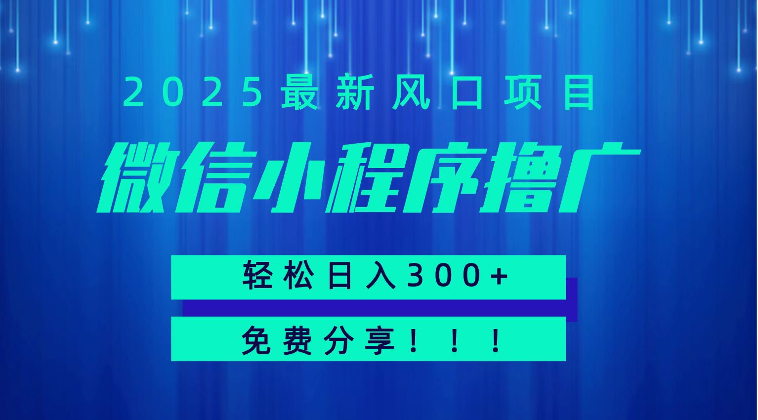 微信小程序撸广,最新风口项目,日入300+ 免费分享 可批量操作 小白可轻松上手!!-网创资源地