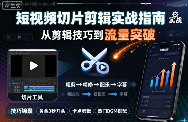 短视频切片剪辑实战指南，从剪辑技巧到流量突破-网创资源地