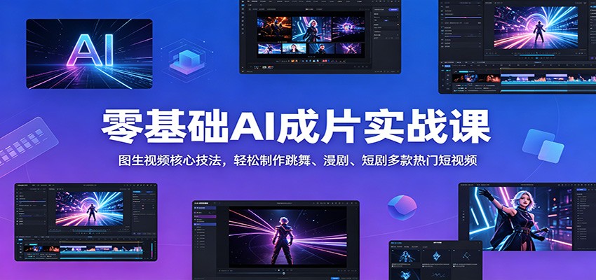 零基础AI成片实战课：图生视频核心技法，轻松制作跳舞、漫剧、短剧多款热门短视频-网创资源地