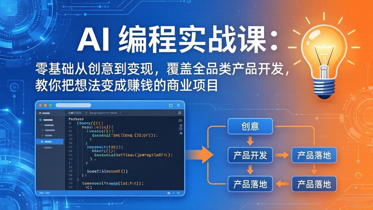 AI编程实战课-第三期-6月更新:零基础从创意到变现,覆盖全品类产品开发,把想法变成赚钱项目-网创资源地
