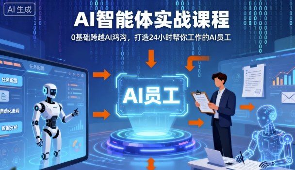 Ai智能体实战课程,0基础跨越Ai鸿沟,打造24小时帮你工作的Ai员工,打破常规,以实战定义Ai-网创资源地