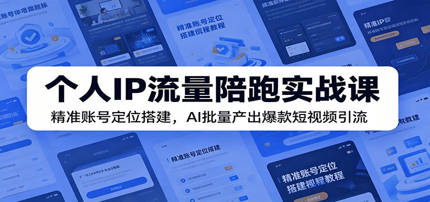 个人IP流量陪跑实战课:精准账号定位搭建,AI批量产出爆款短视频引流-网创资源地