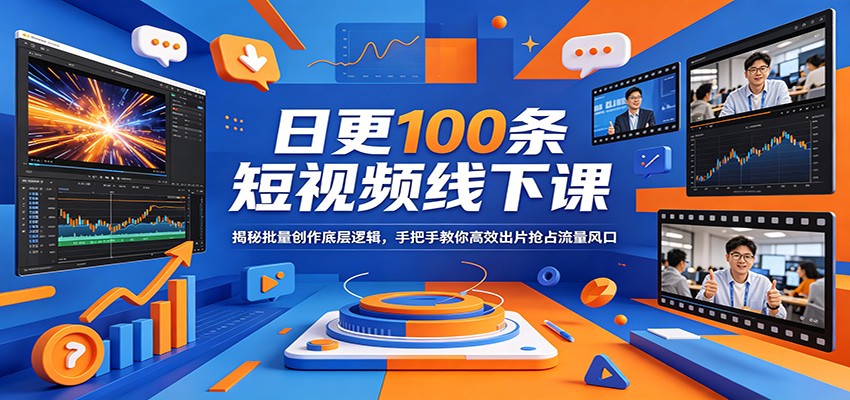 日更100条短视频线下课:揭秘批量创作底层逻辑,手把手教你高效出片抢占流量风口-网创资源地