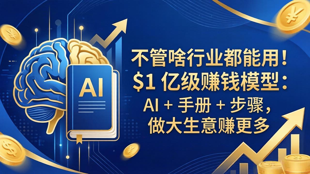 不管啥行业都能用!$1 亿级赚钱模型:AI + 手册 + 步骤,做大生意赚更多-网创资源地