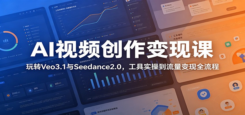 AI视频创作变现课:玩转Veo3.1与Seedance2.0,工具实操到流量变现全流程-网创资源地