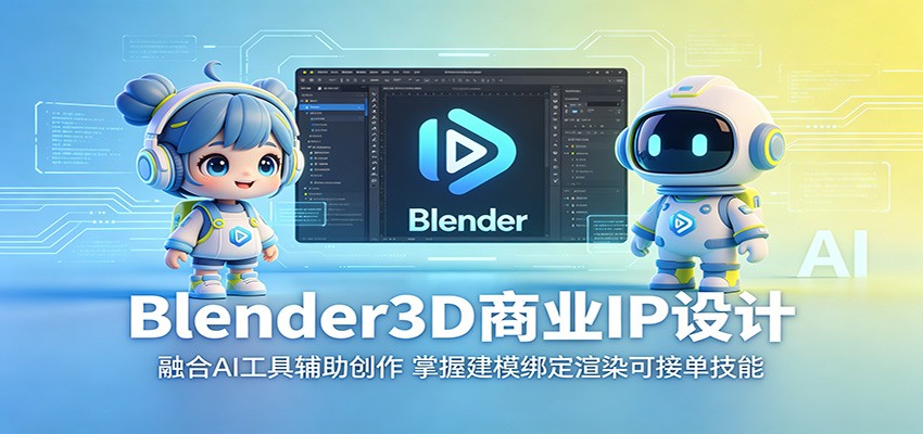 Blender3D商业IP设计:融合AI工具辅助创作,掌握建模绑定渲染可接单技能-网创资源地