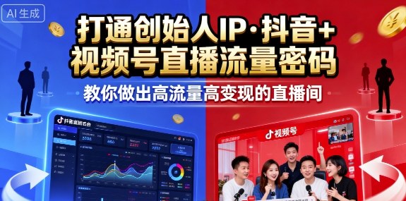 25年直播9-10两期线下课,打通创始人IP,抖音+视频号直播流量密码,教你做出高流量高变现的直播间-网创资源地
