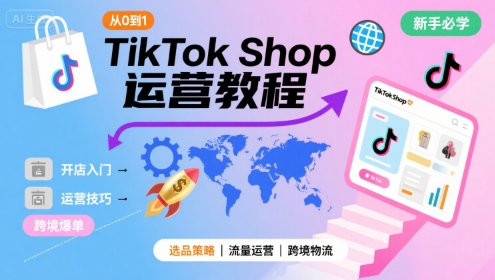 TikTok Shop从0到1运营教程,TikTok跨境电商新手必学课程-网创资源地