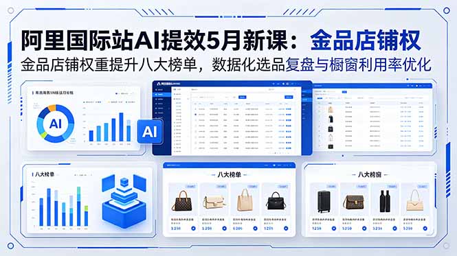 阿里国际站AI提效5月新课:金品店铺权重提升八大榜单,数据化选品复盘与橱窗利用率优化-网创资源地