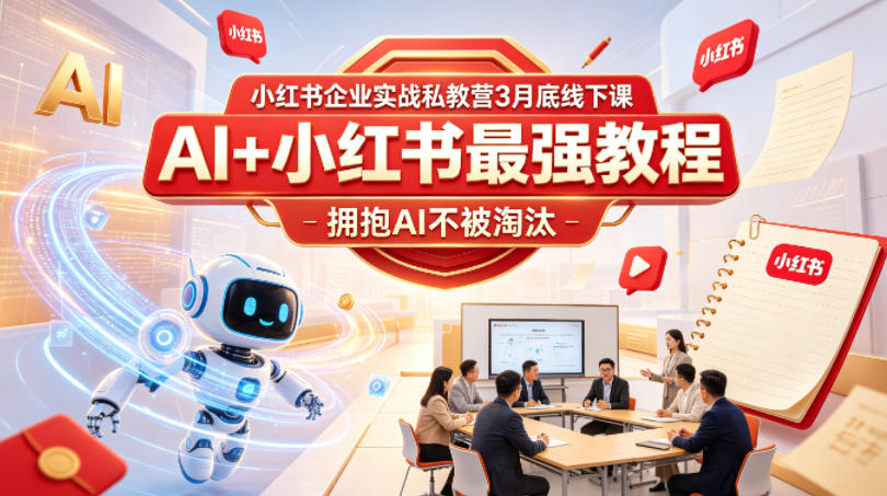 小红书企业实战私教营3月底线下课，AI+小红书最强教程，拥抱AI不被淘汰-网创资源地