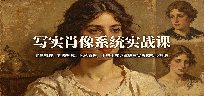 写实肖像系统实战课：光影推理、构图构成、色彩置换，手把手教你掌握写实肖像核心方法-网创资源地