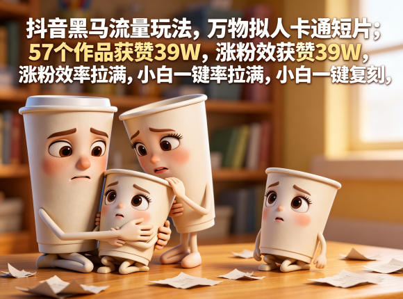 抖音黑马流量玩法，万物拟人卡通短片，57个作品获赞39W，涨粉效率拉满，小白一键复刻，保姆级拆解-网创资源地