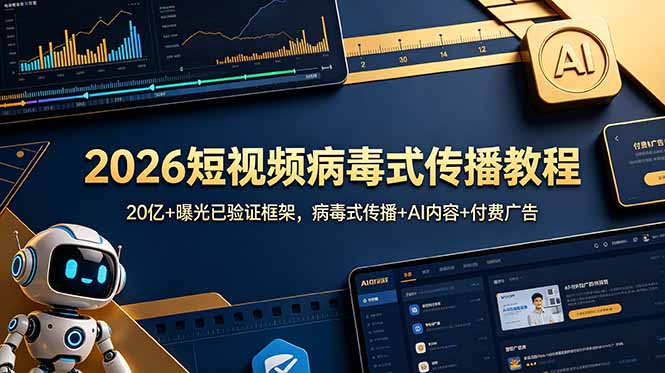 2026短视频病毒式传播教程:20亿+曝光已验证框架,病毒式传播+AI内容+付费广告-网创资源地