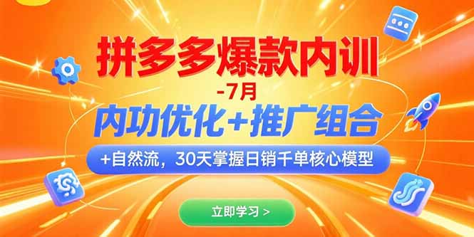 拼多多爆款内训-7月 内功优化+推广组合+自然流 30天掌握日销千单核心模型-网创资源地