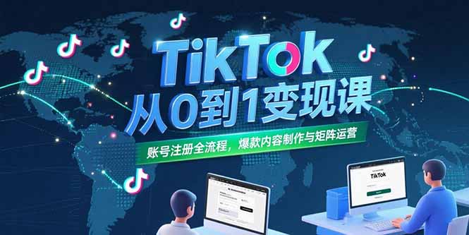 TikTok从0到1变现课，账号注册全流程，爆款内容制作与矩阵运营-网创资源地