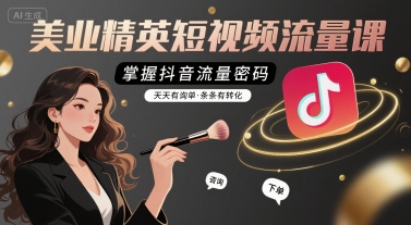 美业精英短视频流量课，掌握抖音流量密码，天天有询单，条条有转化-网创资源地