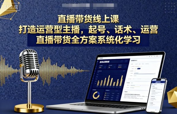 直播带货线上课,打造运营型主播,起号、话术、运营,直播带货全方案系统化学习-网创资源地