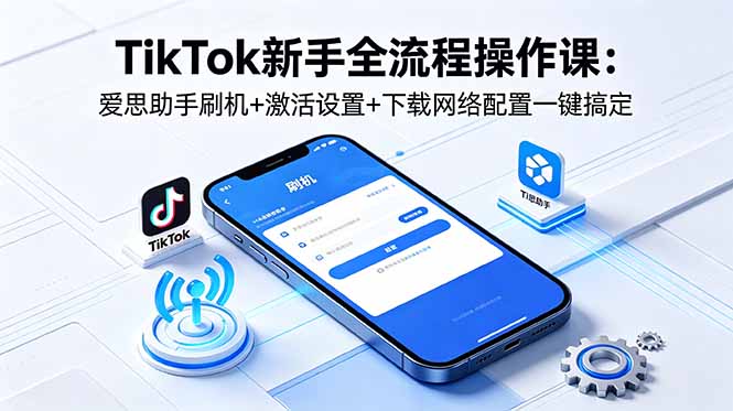 TikTok新手全流程操作课:爱思助手刷机+激活设置+下载网络配置一键搞定-网创资源地