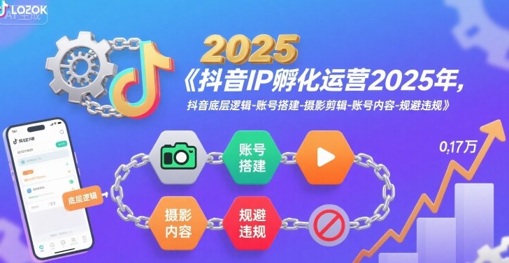 抖音IP孵化运营2025年，抖音底层逻辑-账号搭建-摄影剪辑-账号内容-规避违规-网创资源地