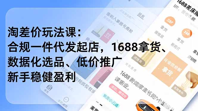淘差价玩法课:合规一件代发起店,1688拿货、数据化选品、低价推广,新手稳健盈利(更新4月-网创资源地