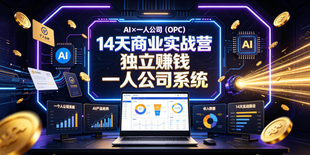 AI×一人公司(OPC)14天商业实战营,用AI帮你搭建一个属于你自己的、能独立賺钱的一人公司系统-网创资源地