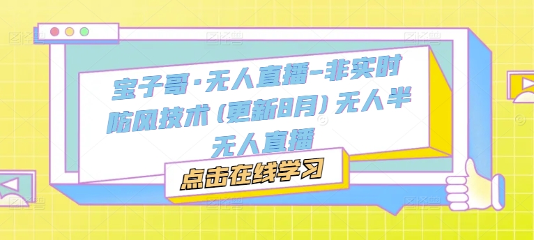 宝子哥·无人直播-非实时防风技术(更新25年9月)无人半无人直播-网创资源地