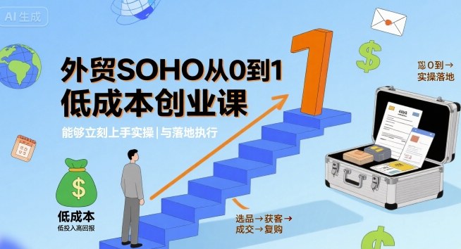 外贸SOHO从0到1低成本创业课，能够立刻上手实操与落地执行-网创资源地