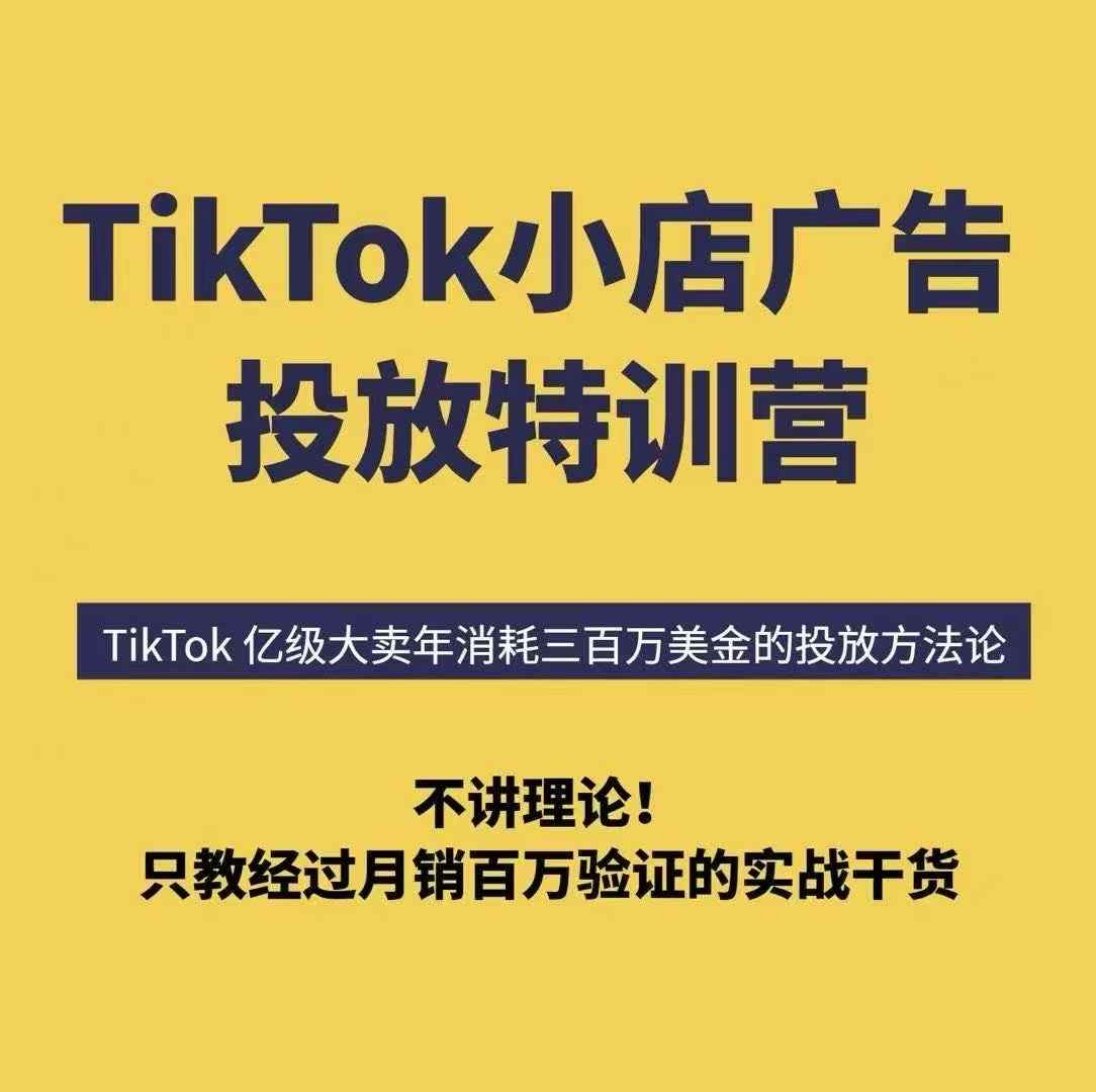 TikTok小店广告投放特训营,6天破局计划专治各种“投不动”,教你经过月销百万验证的实战干货-网创资源地
