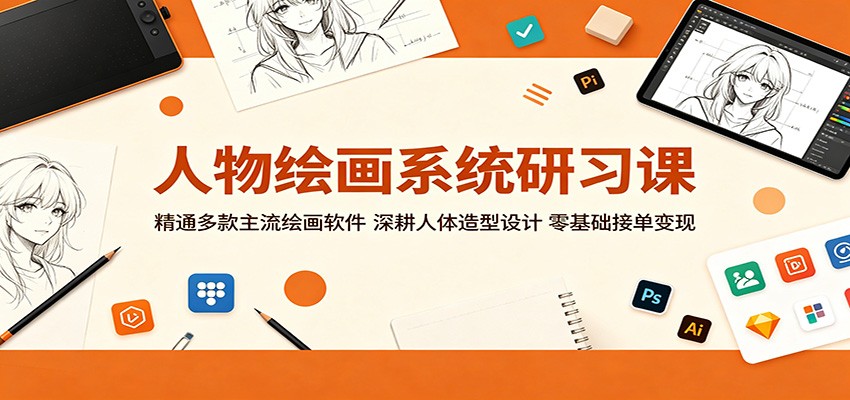 人物绘画系统研习课:精通多款主流绘画软件,深耕人体造型设计,零基础接单变现-网创资源地