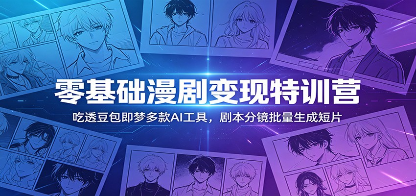 零基础漫剧变现特训营：玩转豆包即梦多款AI工具，剧本分镜批量生成短片-网创资源地