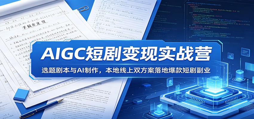 AIGC短剧变现实战营：选题剧本与AI制作，本地线上双方案落地爆款短剧副业-网创资源地