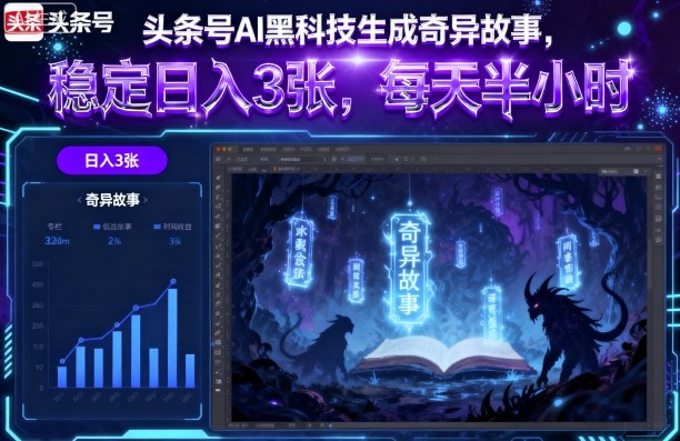 头条号AI黑科技生成奇异故事，稳定日入3张，每天半小时-网创资源地