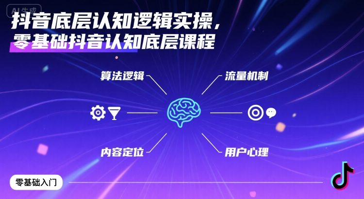 抖音底层认知逻辑实操,零基础抖音认知底层课程-网创资源地
