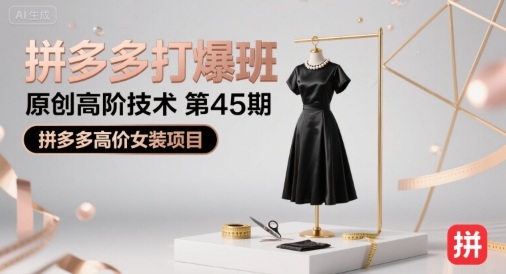 拼多多打爆班原创高阶技术第45期,拼多多高价女装项目-网创资源地