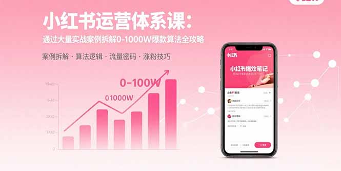 小红书运营体系课:通过大量实战案例拆解0-1000W爆款算法全攻略-网创资源地